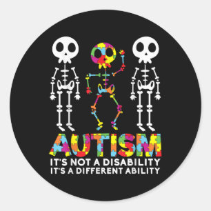 Adesivo Redondo Dança do crânio Autismo Sensibilização Mãe Criança
