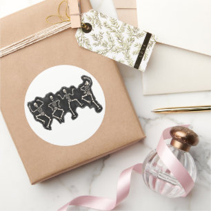 Adesivo Redondo Dança do Dia de as Bruxas engraçado com o esquelet