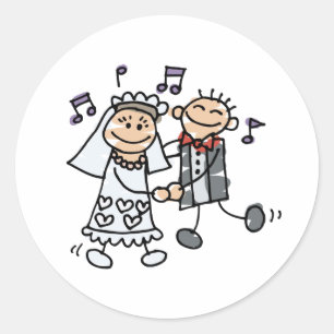 Adesivo Redondo Dança dos desenhos animados do casamento