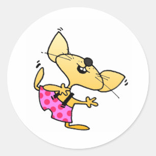 Adesivo Redondo Dança Engraçada de Ratos Cartoon