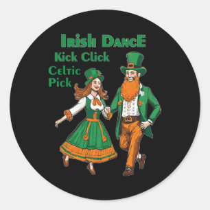 Adesivo Redondo Dança Irlandesa Kick Click Dança Dia de São Patríc