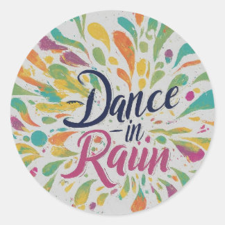Adesivo Redondo Dança na Chuva: Uma Celebração da Alegria