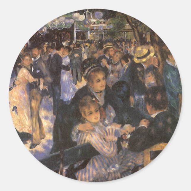 Adesivo Redondo Dança no Le Moulin de la Galette de Pierre Renoir (Frente)
