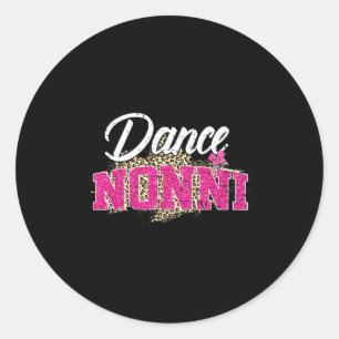 Adesivo Redondo Dança nonni leopardo engraçado dançando nonni dia