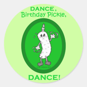 Adesivo Redondo Dança, Pickle de Aniversário, Dança!