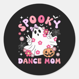 Adesivo Redondo Dança Spooky Mãe Dançarina Halloween Mamãe Dançand