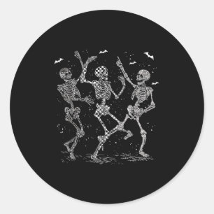 Adesivo Redondo Dança Vintage Skeleton Halloween Dancestral