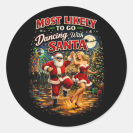 Adesivo Redondo Dançando com o Papai Noel