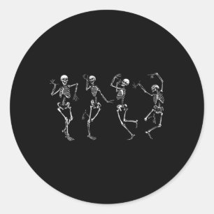 Adesivo Redondo Dançando Esqueletos Dança De Halloween Macabre