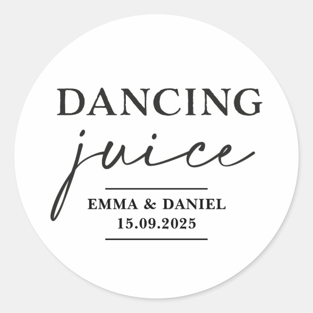 Adesivo Redondo Dançando Juice Weding Favor Stickers (Frente)