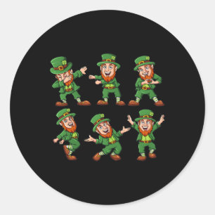 Adesivo Redondo Dançando Leprechauns Diversão Boys Garota Dia de S