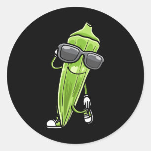 Adesivo Redondo Dançando Okra Com Sungles Okras