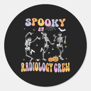 Adesivo Redondo Dançando Skeleton Spooky Radiologia Tripulação X-r
