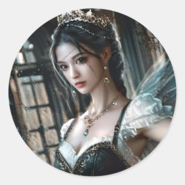 Adesivo Redondo Dançarina balé em um Tu Verde e Asas Fadas