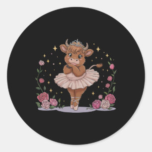 Adesivo Redondo Dançarina Ballerina Dança de Balé de Vaca Bonita D
