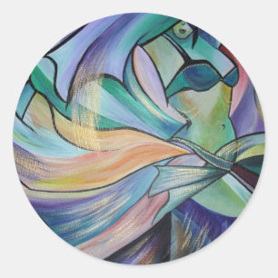 Adesivo Redondo Dançarina De Belly Do Médio Oriente Com Véus De Pa