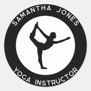 Adesivo Redondo Dançarina de instrutores de estúdio Yoga posiciona