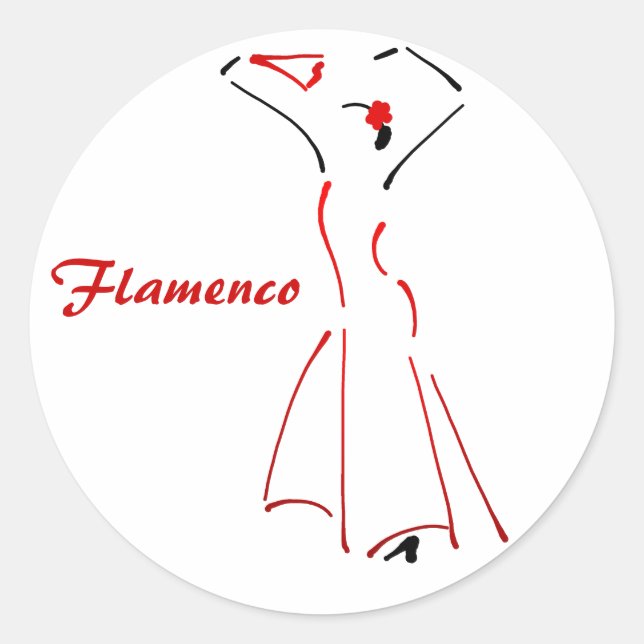Adesivo Redondo Dançarino do Flamenco com Slogan Personalizável (Frente)