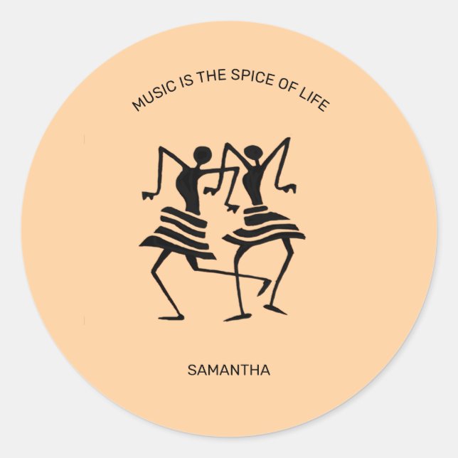 Adesivo Redondo Dançarinos de celebração da silhueta motivacionais (Frente)