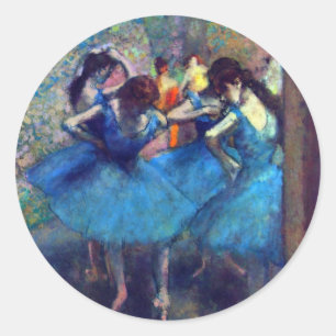 Adesivo Redondo Dançarinos em azul por Edgar Degas, Arte Balé de V