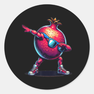 Adesivo Redondo Dance Dab Pomegranate Funny Dancing Dabbing Fruta