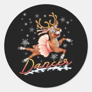Adesivo Redondo Dancer Merry Christmas Dancing Reindeer Deer Xmas