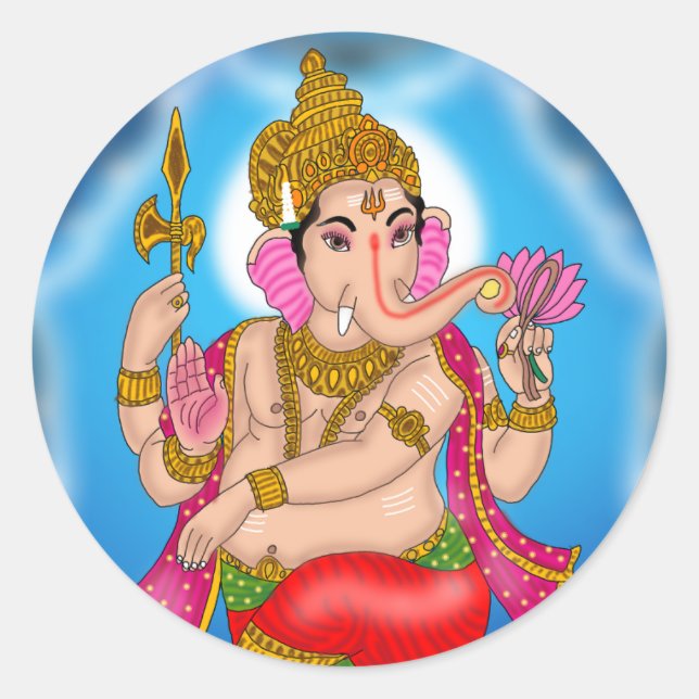 Adesivo Redondo Dancing Ganesha Sticker  (Frente)