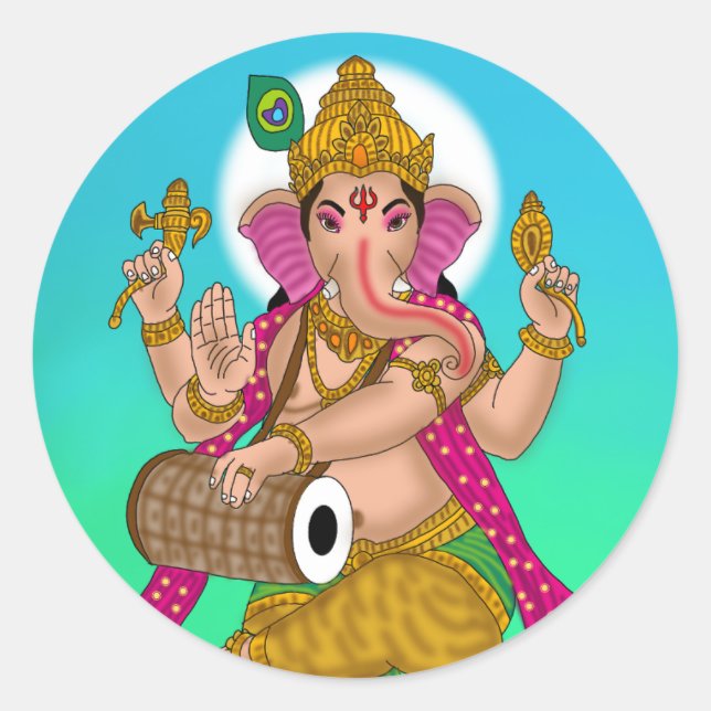 Adesivo Redondo Dancing Ganesha Sticker (Frente)