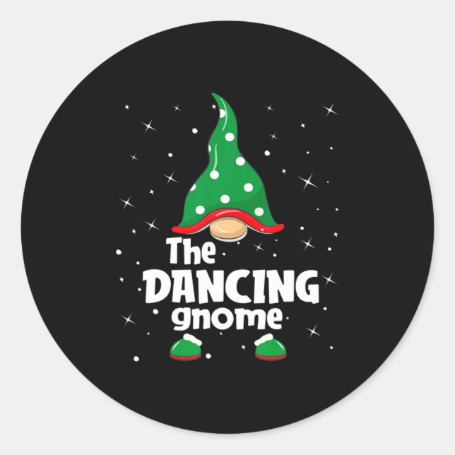 Adesivo Redondo Dancing Gnome Family Matching Christmas Funny Paja (Frente)