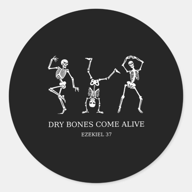 Adesivo Redondo Dancing Skeleton Dry Bones Come Alive Christian Ha (Frente)