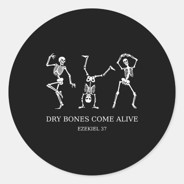 Adesivo Redondo Dancing Skeleton Dry Bones Come Alive Christian Ha (Frente)