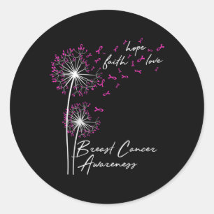 Adesivo Redondo Dandelion Faith Hope ama a consciência do Cancer