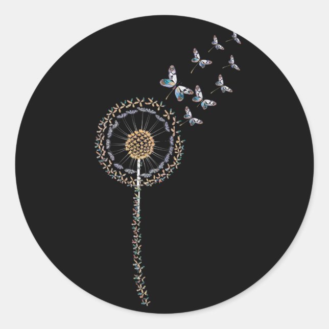 Adesivo Redondo Dandelion feito inteiramente de borboletas (Frente)