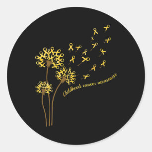 Adesivo Redondo Dandelion Flor Dourado R, "Conhecimento do Cancer