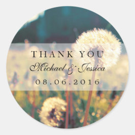 Adesivo Redondo Dandelion Flower Casamento vintage Favor Stickers