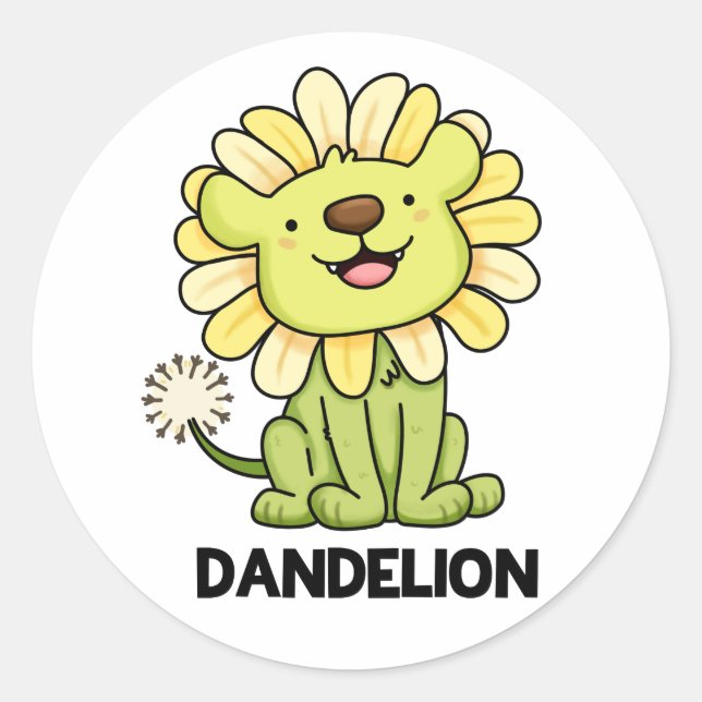 Adesivo Redondo Dandelion Funny Lion Pun (Frente)