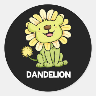 Adesivo Redondo Dandelion Funny Lion Pun Dark BG