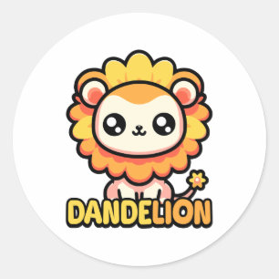 Adesivo Redondo Dandelion! Leão de Dandelion Cujo Lion Pun