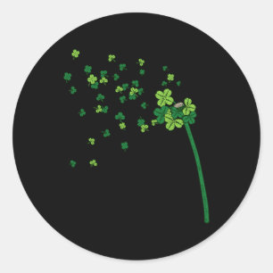 Adesivo Redondo Dandelion Shamrock Clover Leaf Rua Patrick Irish R