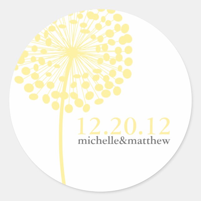 Adesivo Redondo Dandelion Wedings Stickers (Frente)