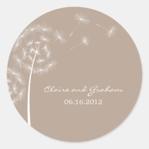 Adesivo Redondo Dandelion Wish Favor Sticker ou Envelope Seal