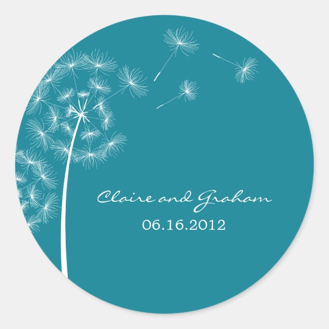 Adesivo Redondo Dandelion Wish Favor Sticker ou Envelope Seal (Frente)