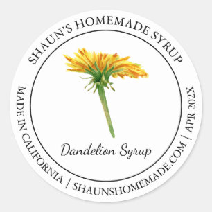 Adesivo Redondo Dandelion Xarope Rótulo moderno