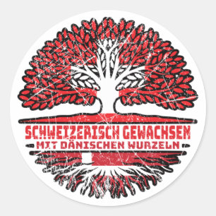 Adesivo Redondo Dänemark Dänisch Schweizer Schweiz Baum Wurzel