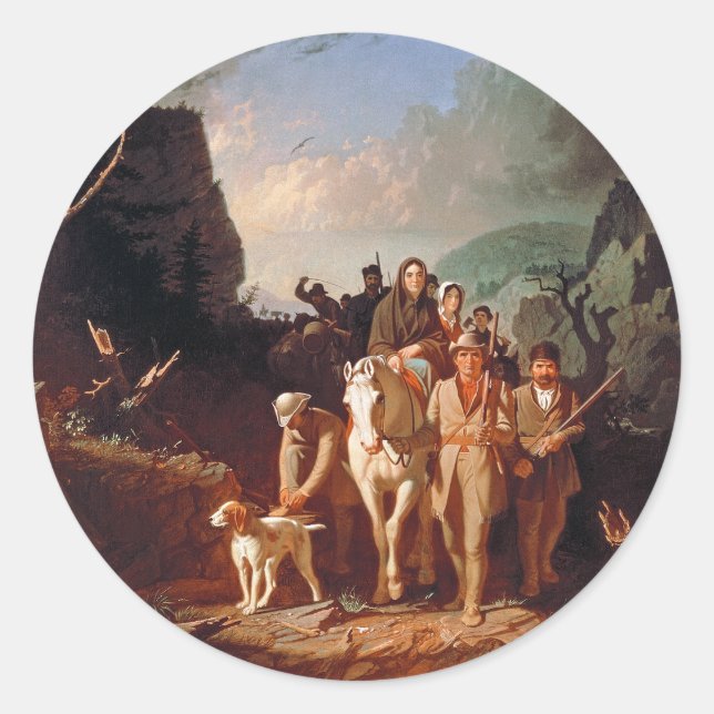 Adesivo Redondo Daniel Boone escoltando colonos (Frente)