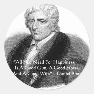 Adesivo Redondo Daniel Boone Humor Cote Oferece Cartões De Camise