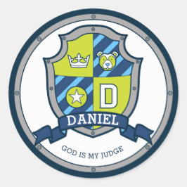 Adesivo Redondo Daniel - letra D nome que significa heraldry shiel
