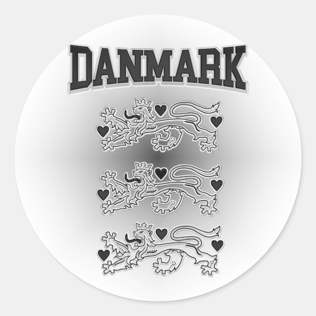 Adesivo Redondo Danmark Casaco of Arms (Frente)