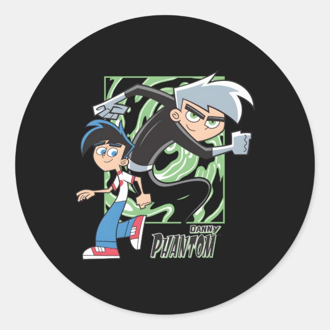 Adesivo Redondo Danny Phantom Com Danny E Phantom (Frente)