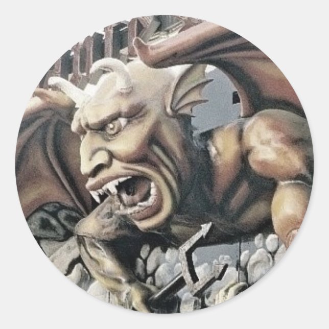 Adesivo Redondo Dante's Inferno Spookhouse Demon Stickers (Frente)